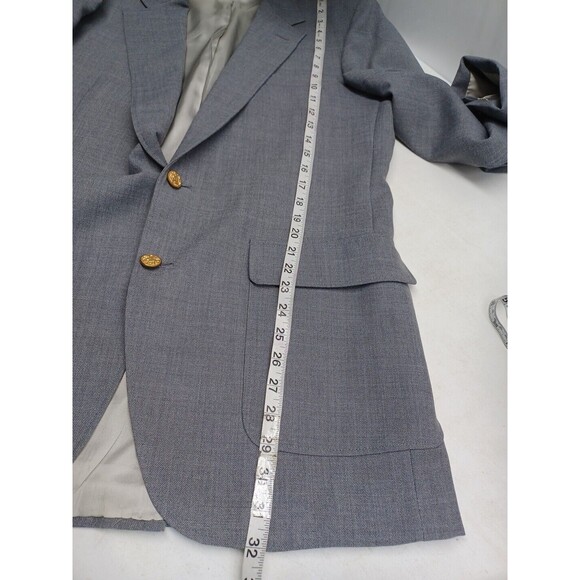 Vtg American Trend Mens Blazer Jacket Gray 44R Gold Buttons - Picture 6 of 8